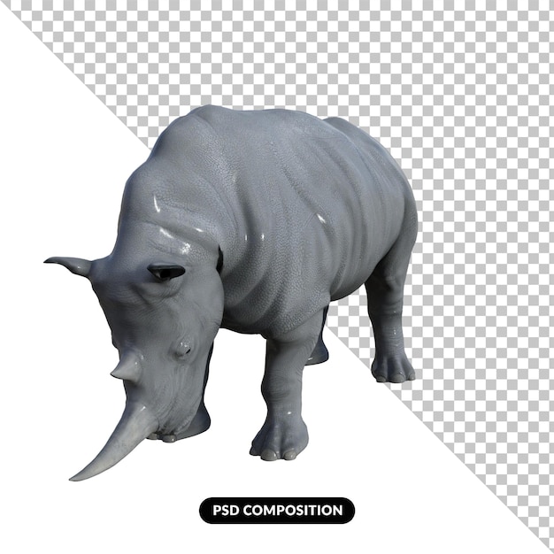 Rinoceronte isolato rendering 3d