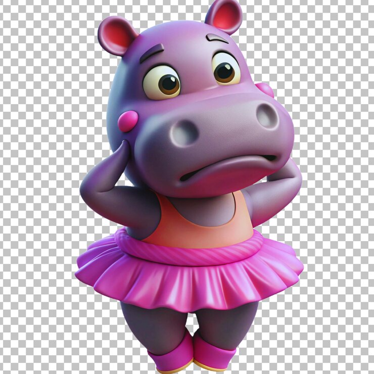 PSD un rinoceronte con un tutu rosa y un tutu rosa