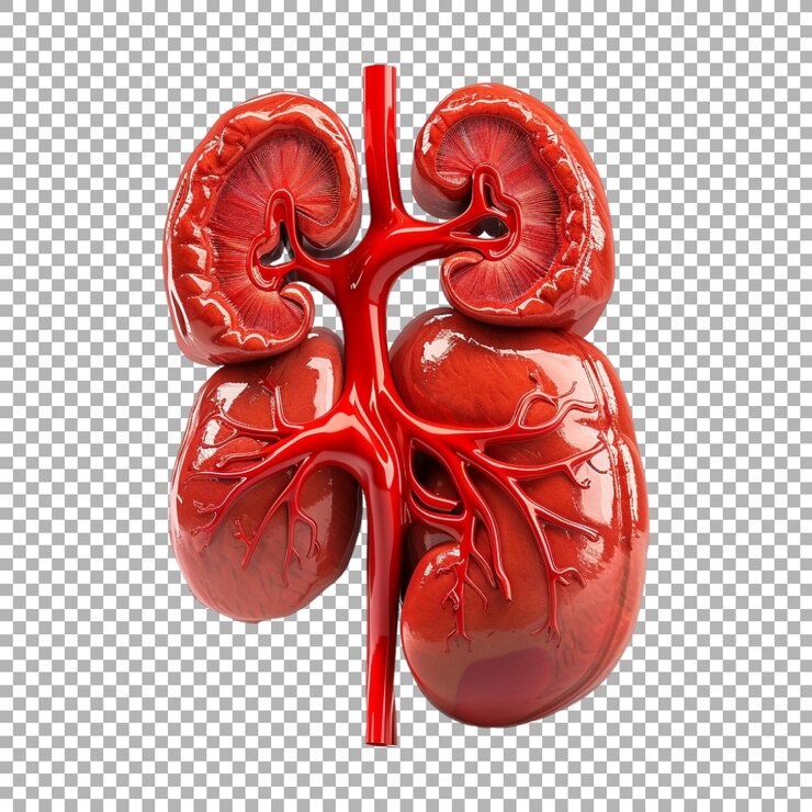 PSD riñones humanos en 3d en un fondo transparente generado por ai