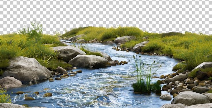 PSD un río aislado en un fondo transparente