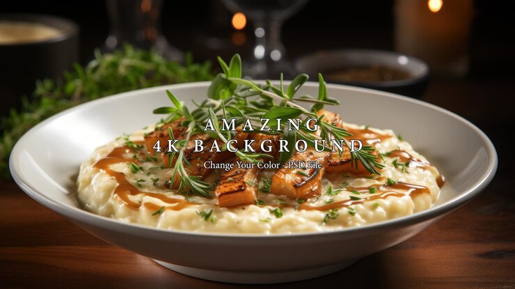 PSD risotto délicieux avec du romarin et de la citrouille grillée