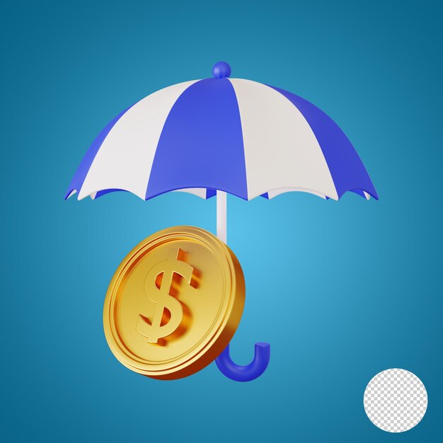 Risparmia denaro Dollaro Ombrello di sicurezza Rendering 3d