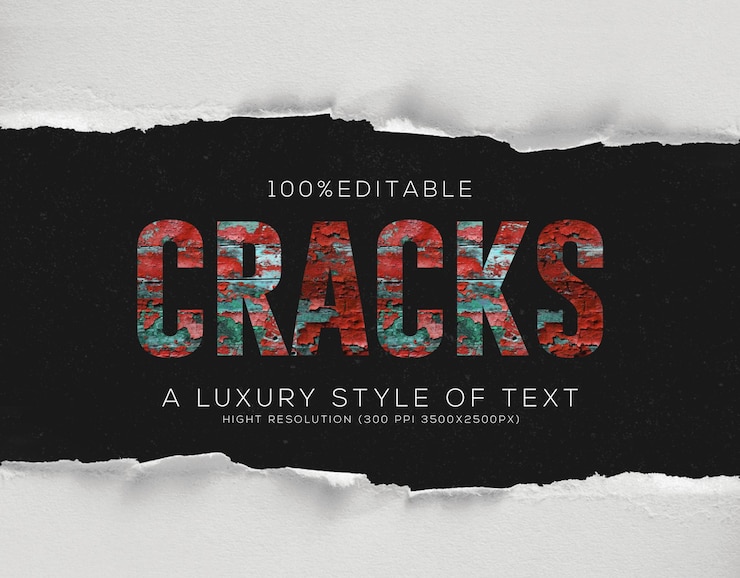 PSD risse im textstil-effekt-design