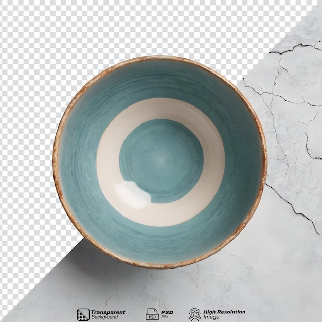 Rissige vintage-keramikschüssel isoliert auf transparentem hintergrund top-view isoliert