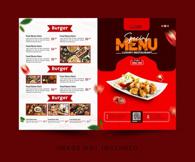 Ristorante Bifold Brochure cibo Menu Flyer Design Template