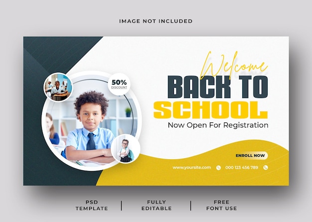Ritorno a scuola ammissione Social Media Web Banner modello di progettazione
