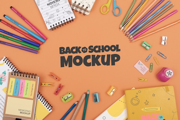 Ritorno a scuola forniture mock-up design