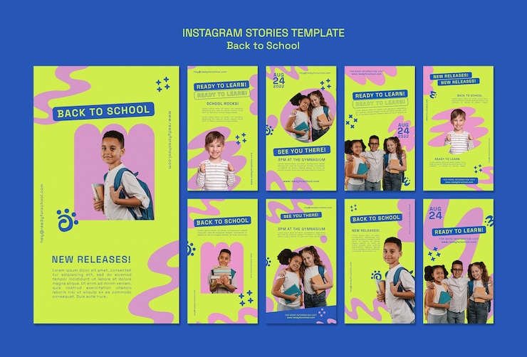 Ritorno a scuola modello di progettazione di storie di instagram