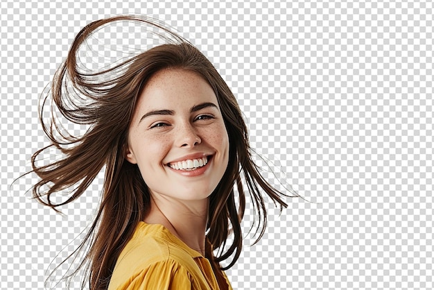 ritratto di donna con i capelli lunghi su uno sfondo bianco isolato