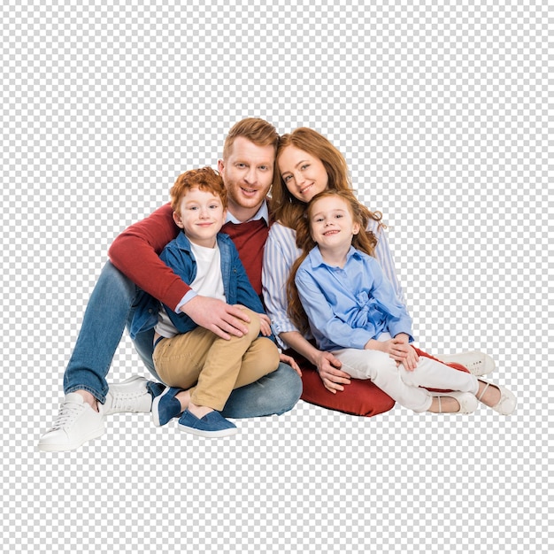 Ritratto di famiglia felice genitori e figli che sorridono insieme