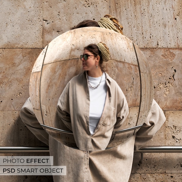 Ritratto di persona con effetto sfera