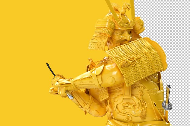 Ritratto di samurai con katana Rendering 3D