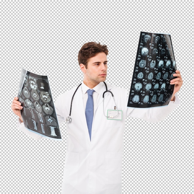 Ritratto di un giovane medico concentrato