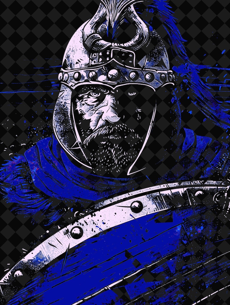PSD ritratto di un guerriero sassone con casco di cresta di cinghiale e catena png illustration character designs