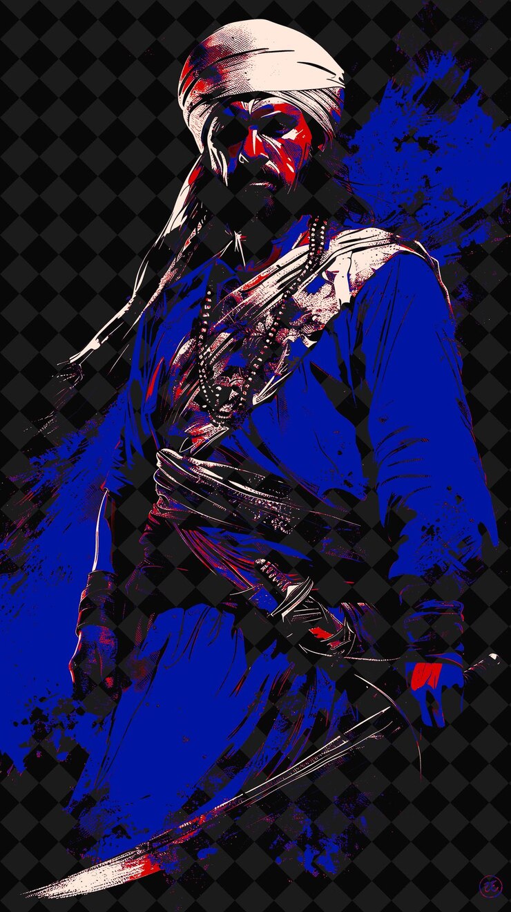 PSD ritratto di un guerriero tagiko con abiti tradizionali e doppi h png illustration character designs
