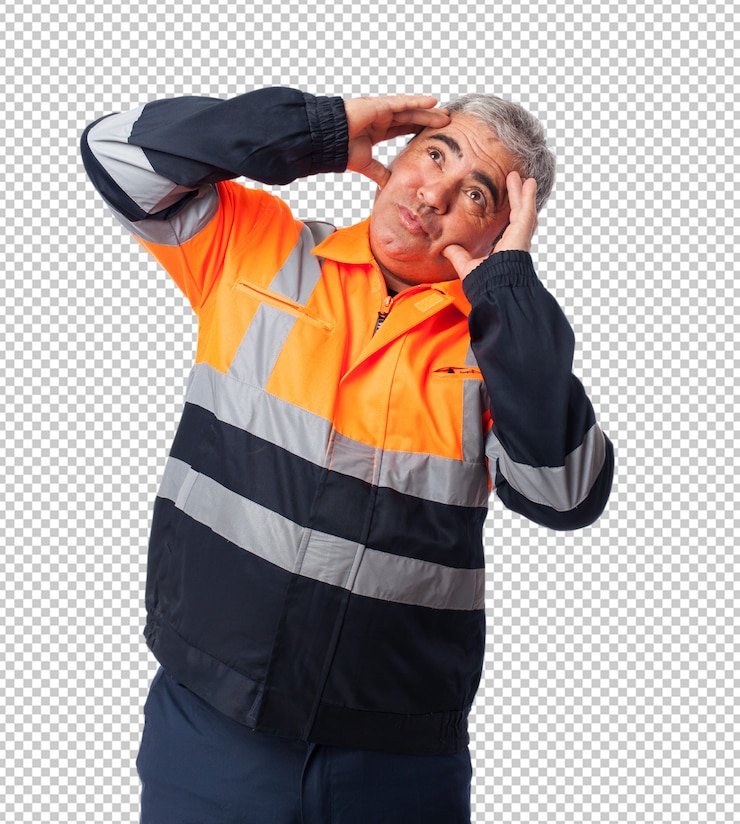 PSD ritratto di un lavoratore triste stanco del suo lavoro