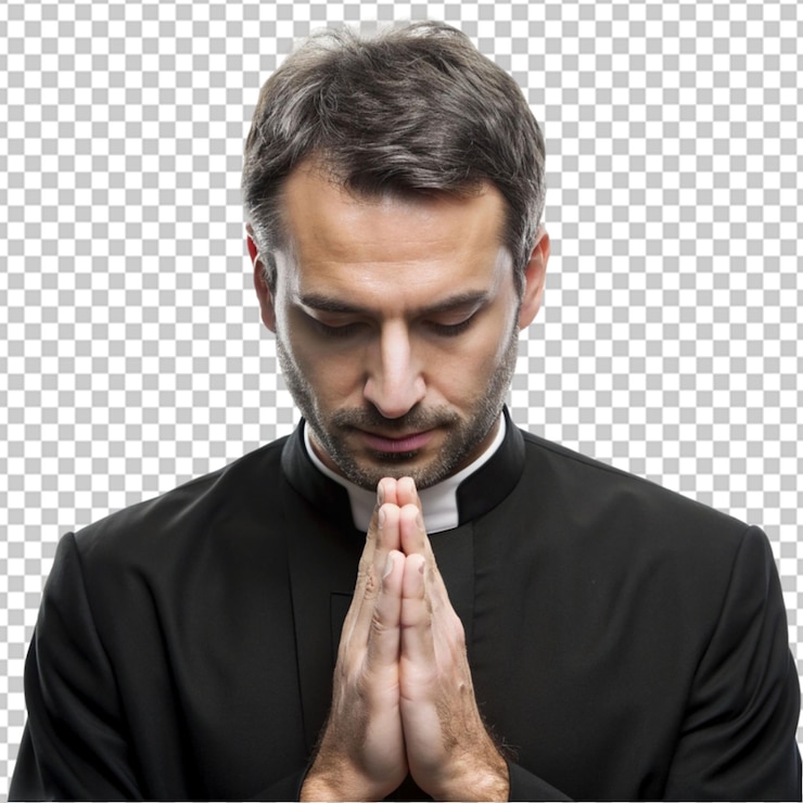 PSD ritratto di un prete che prega sullo sfondo trasparente
