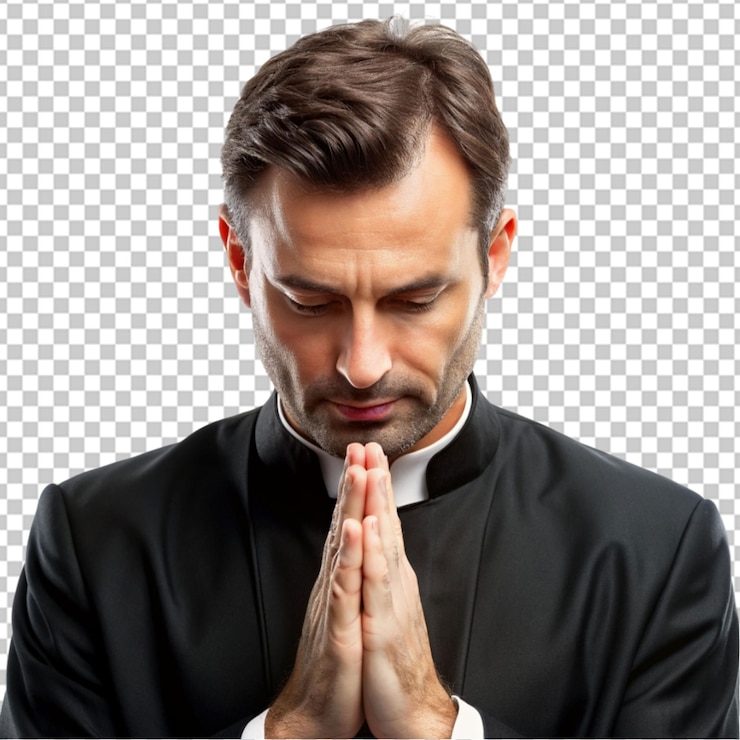 PSD ritratto di un prete che prega sullo sfondo trasparente