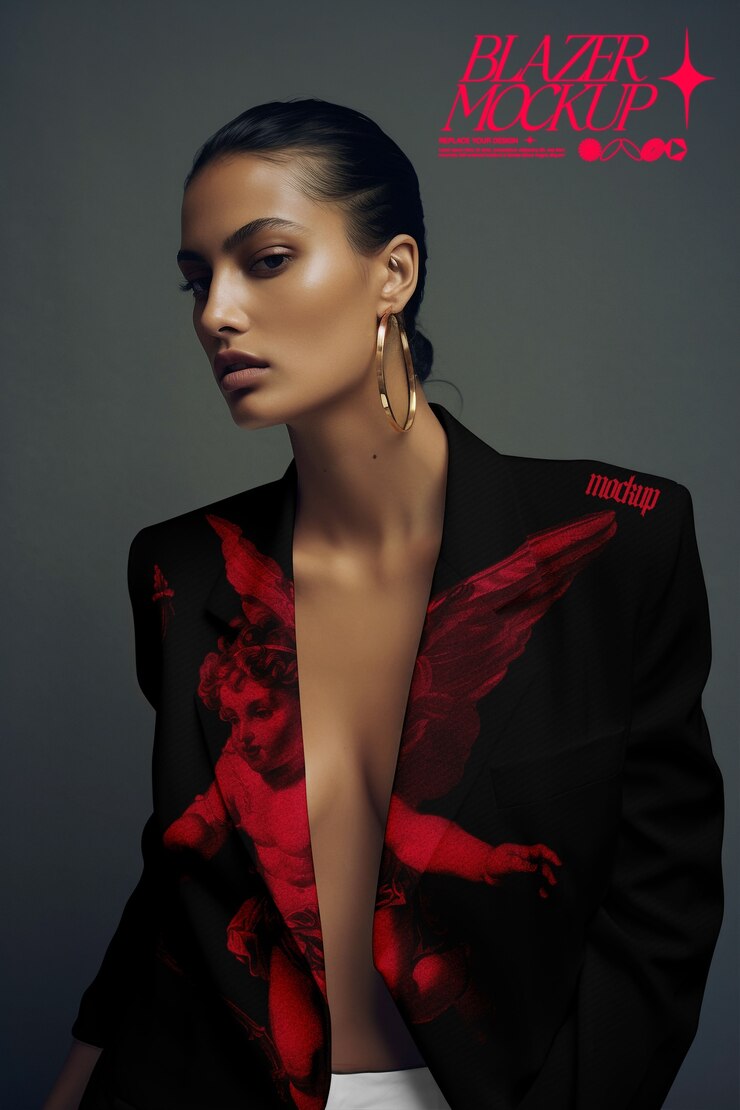 PSD ritratto di una modella che indossa un modello di blazer