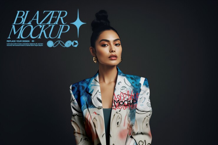 PSD ritratto di una modella che indossa un modello di blazer