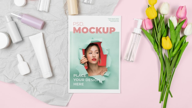 Rivista con mockup di ingredienti naturali