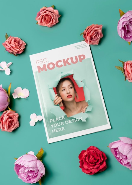 Rivista con mockup di ingredienti naturali