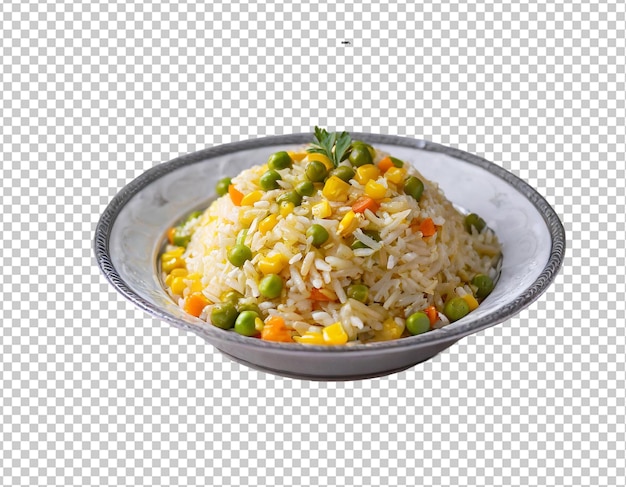 Riz Avec Des Légumes Dans Une Assiette Isolée Sur Un Fond Transparent