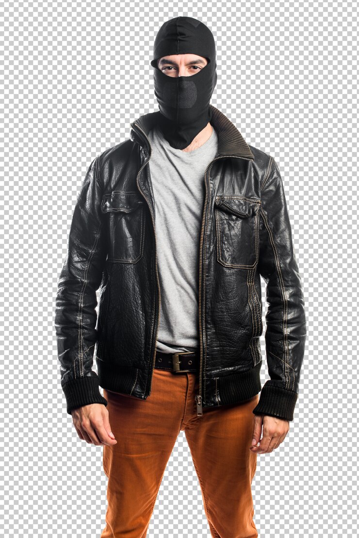 PSD robber con una chaqueta de cuero