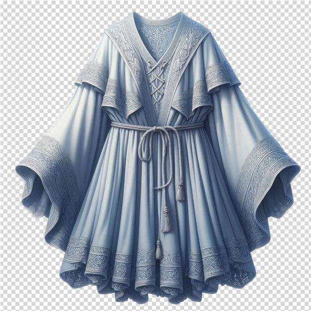 PSD une robe bleue et blanche avec une ceinture qui a une ceinure qui dit t sur elle