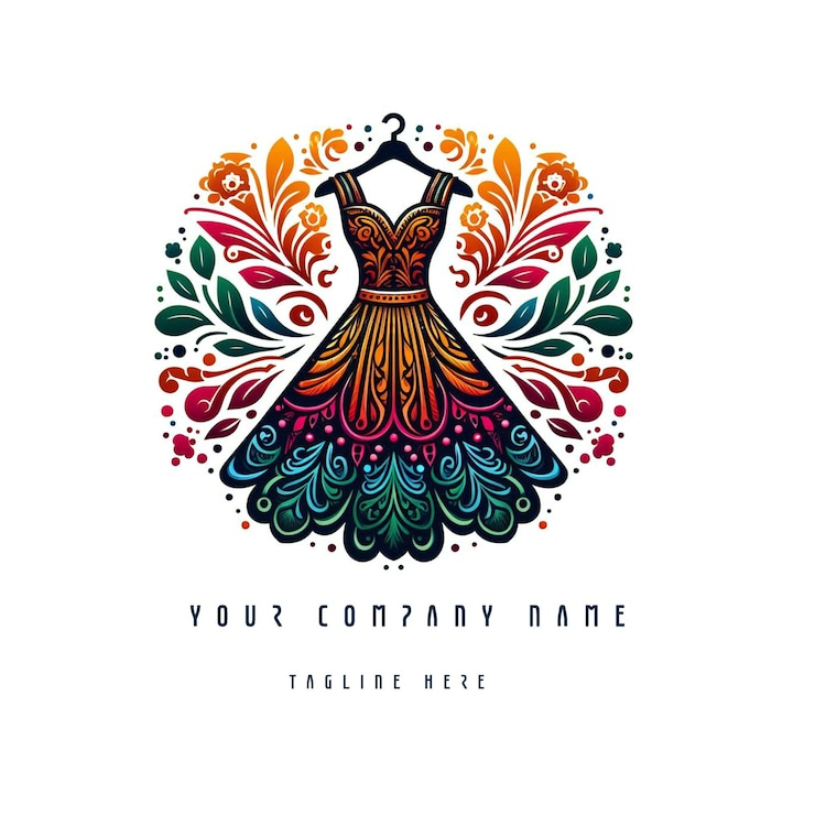 PSD une robe élégante avec un logo d'ornement floral