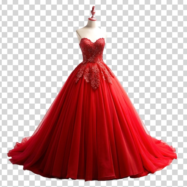 PSD robe de mariée rouge isolée sur fond transparent