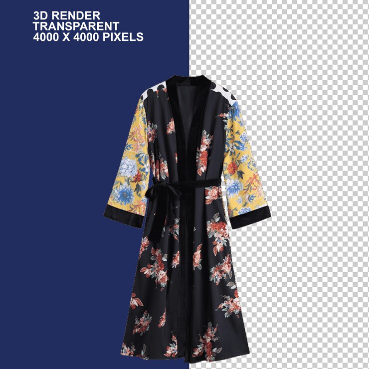 PSD robe pleine manche manteau manteau tissu kimono de mode
