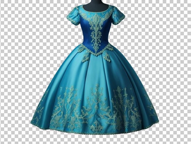 Une Robe De Princesse Bleue 3d Sur Un Fond Transparent