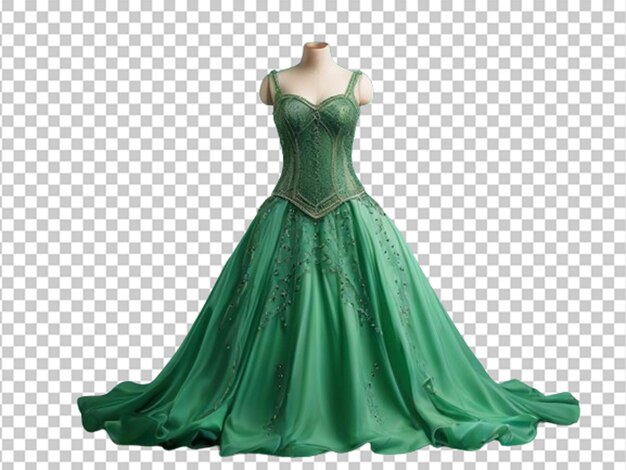 PSD robe de princesse verte avec des perles