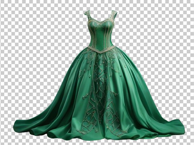 PSD robe de princesse verte avec des perles