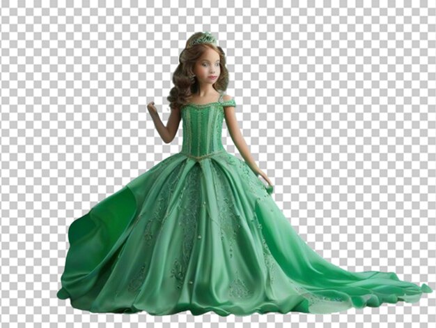 PSD robe de princesse verte avec des perles