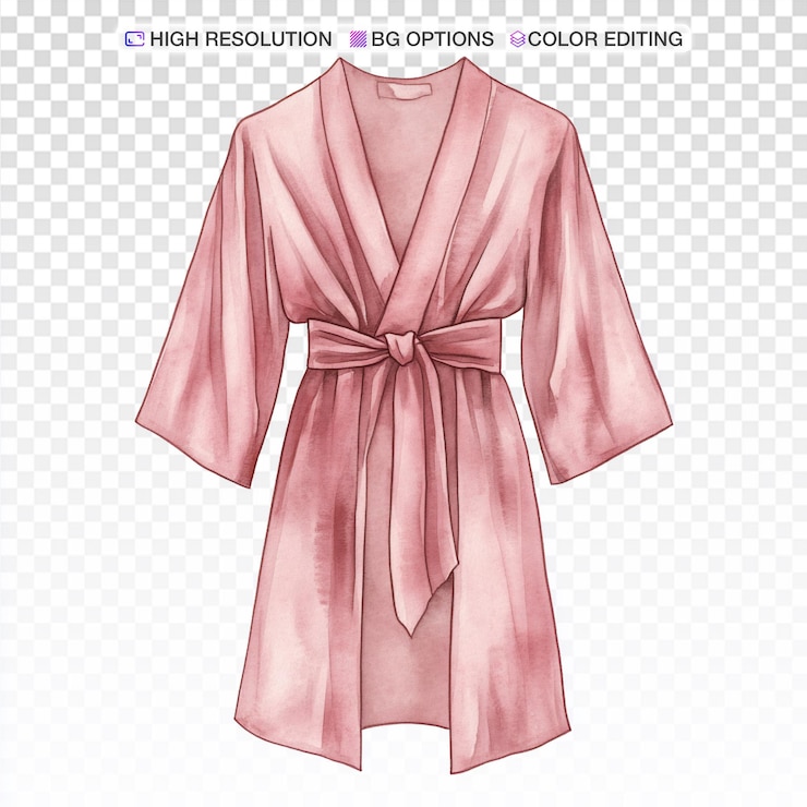PSD une robe de soie rose poussiéreuse et élégante illustration à l'aquarelle sur fond blanc