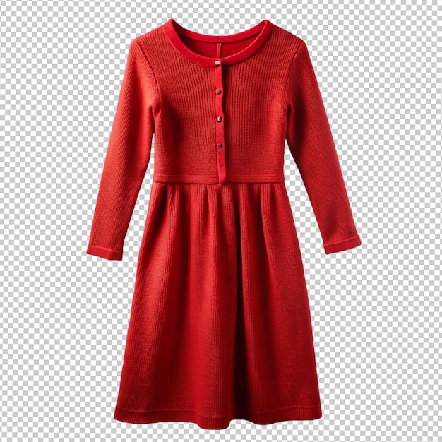 PSD robe de tricot rouge sur fond transparent