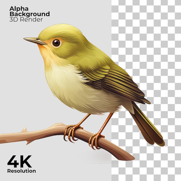 PSD robin de desenho animado 3d isolado em fundo transparente