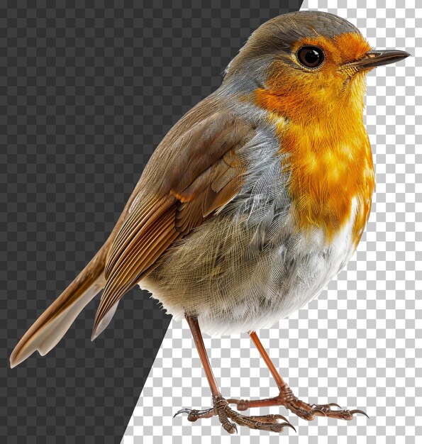 PSD robin europeu empoleirado em ramo em fundo transparente stock png