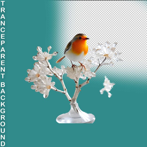 PSD robin pecho rojo pájaro rústico otoño otoño png elementos clipart en fondo transparente