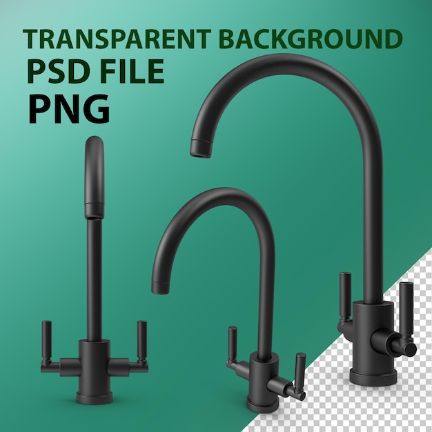 Le robinet de cuisine monobloc est mat noir PNG