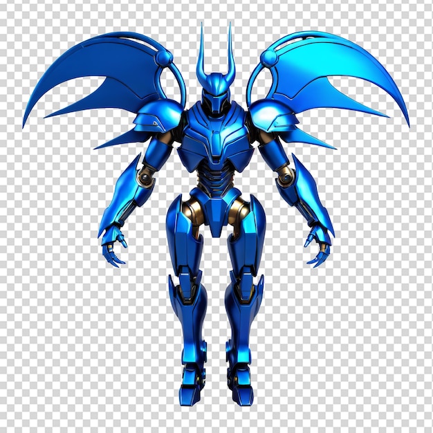 PSD robô azul futurista isolado em fundo transparente renderização 3d