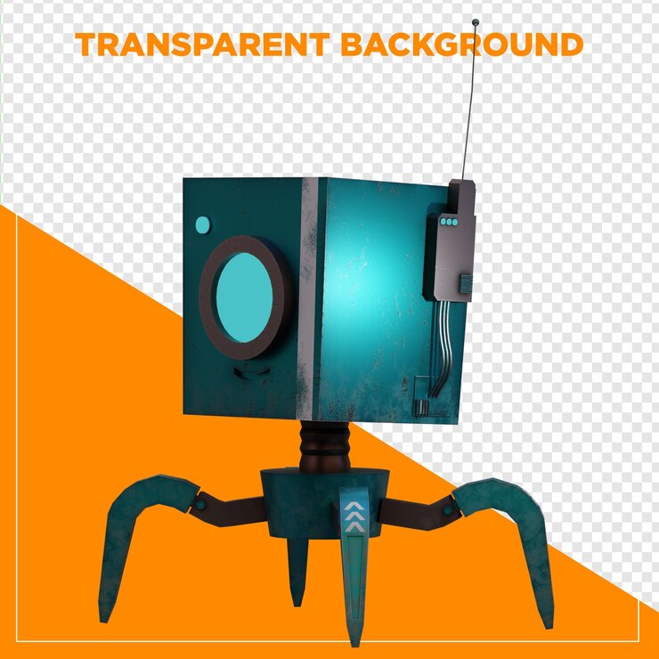 PSD robô de renderização 3d com fundo transparente