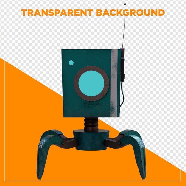 Robô de renderização 3D com fundo transparente