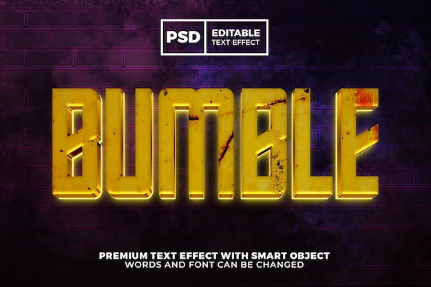 Robô velho bumble ouro amarelo brilho 3d efeito de texto editável