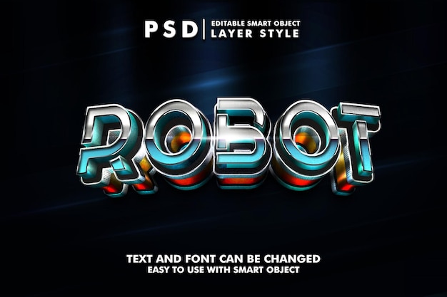 Robor 3d efeito de texto em aço psd premium