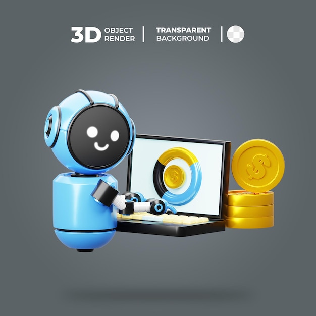 PSD robot 3d con computadora portátil