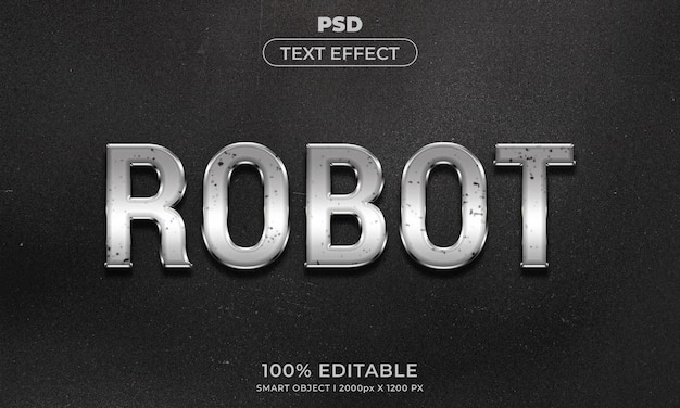 Robot 3d editable text effect style with background
