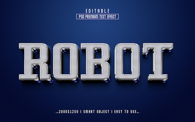 Robot 3d effetto testo modificabile effetto testo premium psd